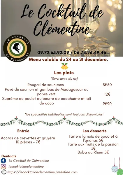 menu 1 of Le cocktail de Clémentine