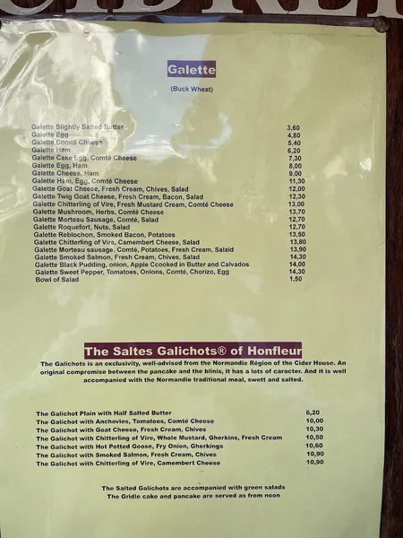 menu 0 of La Cidrerie