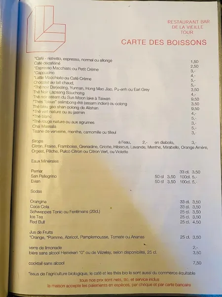 menu 1 of Restaurant de la Vieille Tour