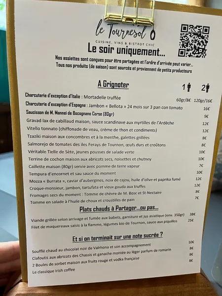 menu 0 of Restaurant le Tournesol en ARDECHE