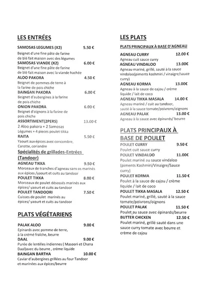 menu 0 of Maison Du Kerala