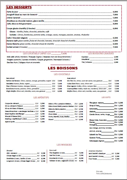menu 0 of La Diligence