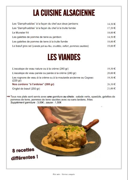 menu 1 of Cuisine d'Antan