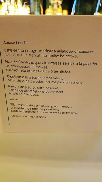 menu 0 of Les Cèdres - Bertrand Frères
