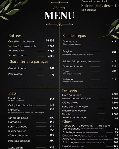 menu 0 of Le Bercail