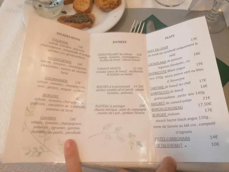 menu 1 of Le Bercail