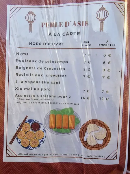 menu 1 of Perle d'Asie