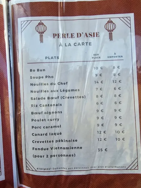 menu 2 of Perle d'Asie