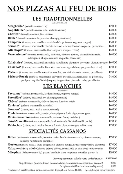 menu 1 of CASSANOS - PIZZERIA & GRILL Sassenage