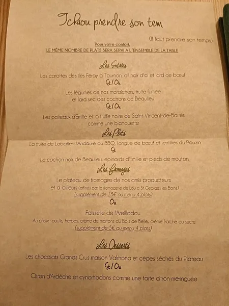 menu 0 of LA BÒRIA