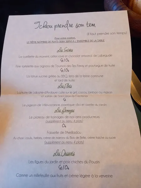 menu 1 of LA BÒRIA