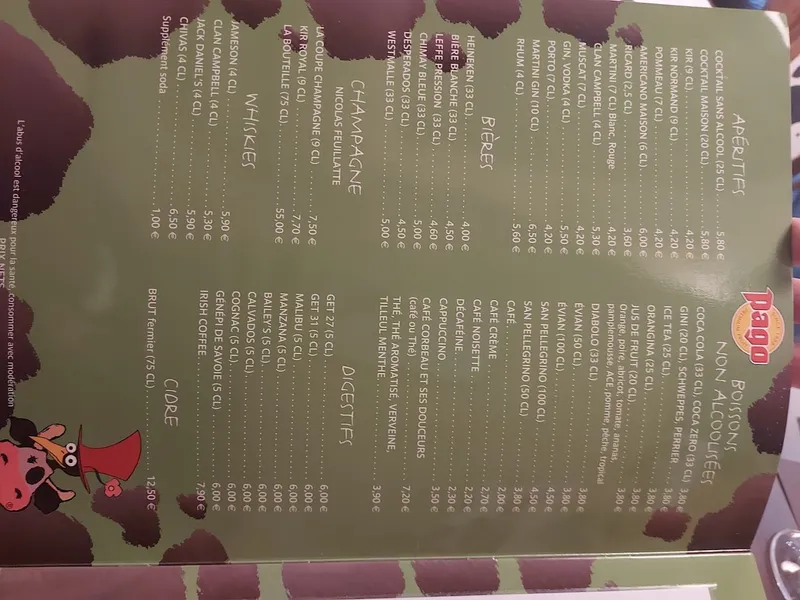 menu 0 of Maitre Corbeau Mondeville