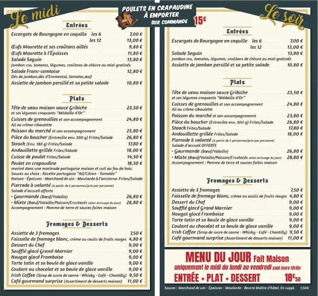 menu 0 of Raisin Gourmand