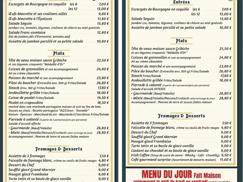 menu 0 of Raisin Gourmand