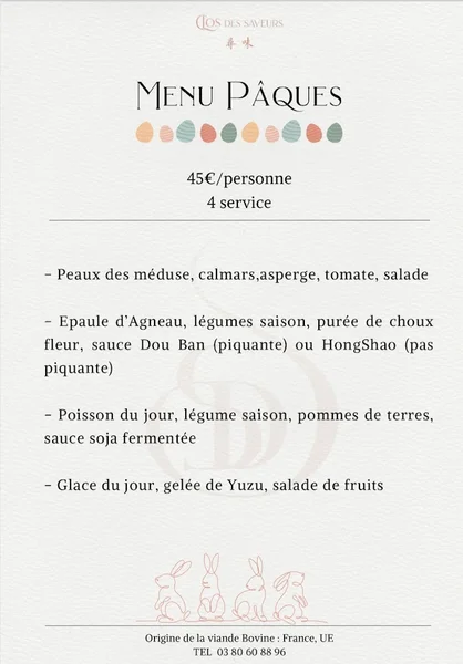 menu 0 of restaurant clos des saveurs
