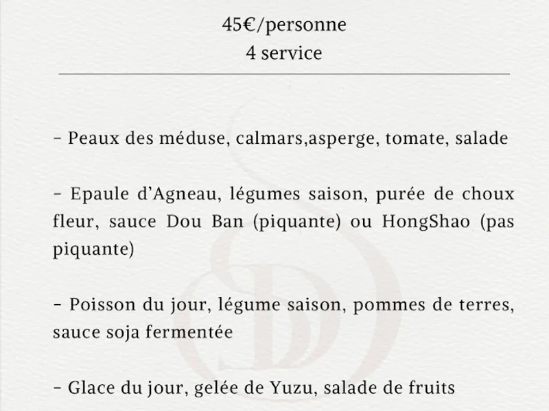 menu 0 of restaurant clos des saveurs