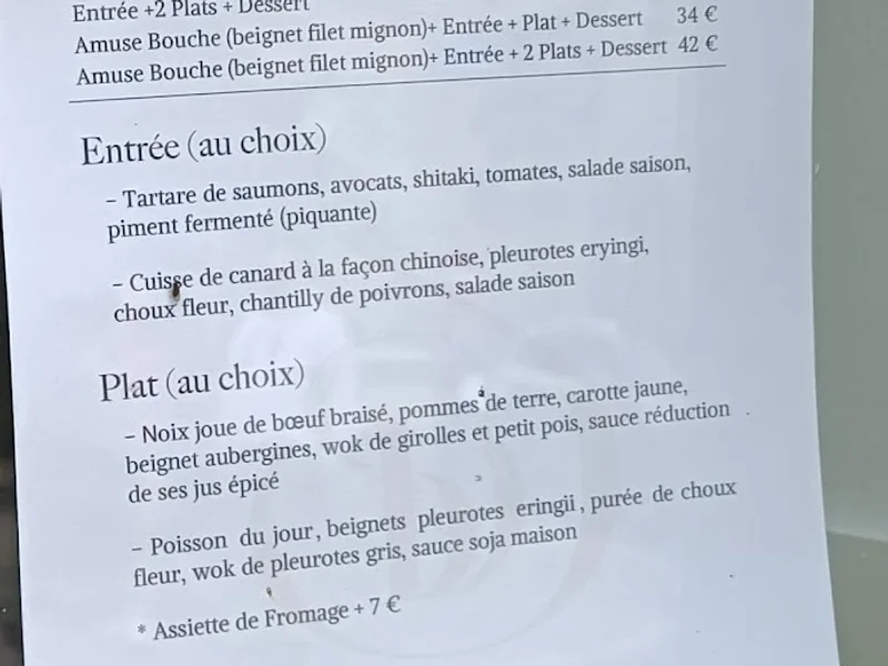 menu 2 of restaurant clos des saveurs