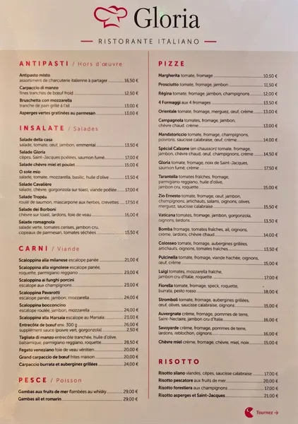 menu 0 of Restaurant Pizzeria La Gloria