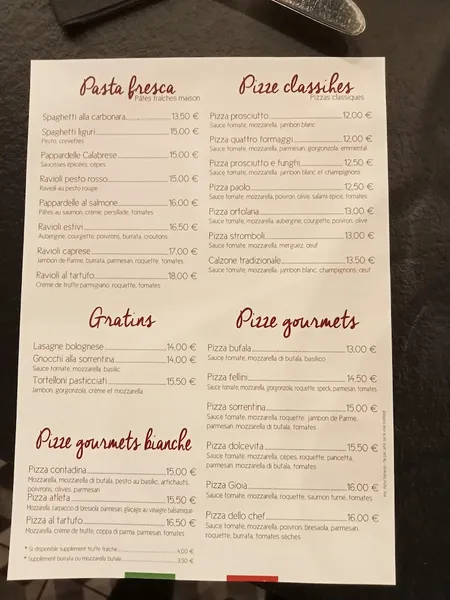 menu 0 of La Dolce Vita