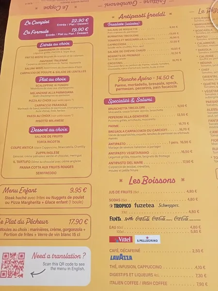 menu 1 of Il Parasole
