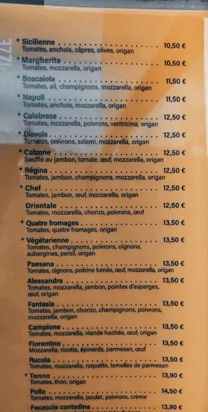 menu 2 of Il Parasole
