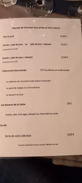 menu 1 of L'Annexe