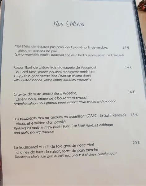 menu 0 of Restaurant Le Pont des Mazes