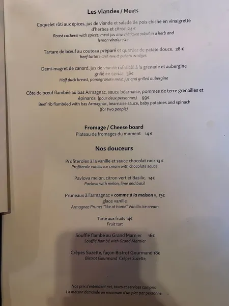 menu 1 of Bistrot Gourmand