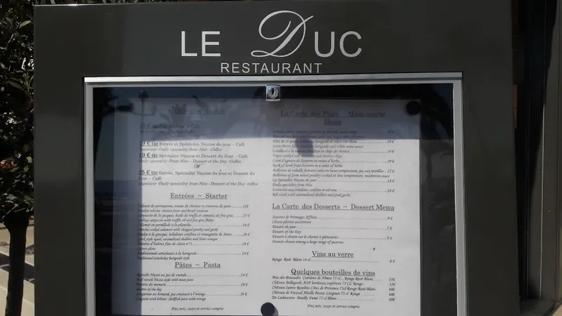 menu 1 of Restaurant Le Duc