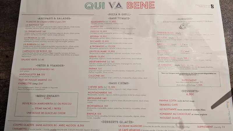 menu 0 of QUI VA BENE