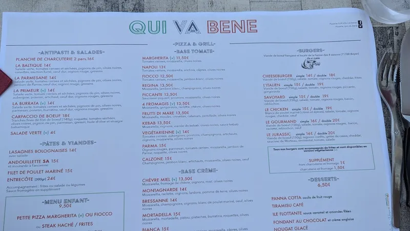 menu 1 of QUI VA BENE