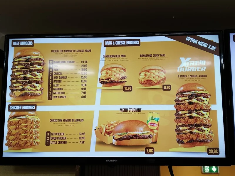 menu 0 of Dangerous Burger Caen