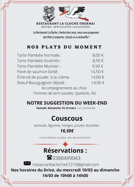 menu 0 of Restaurant La Cloche