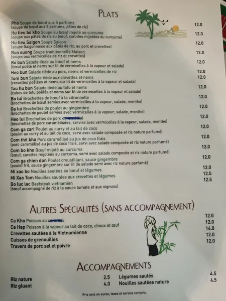 menu 1 of Au Soleil du Vietnam