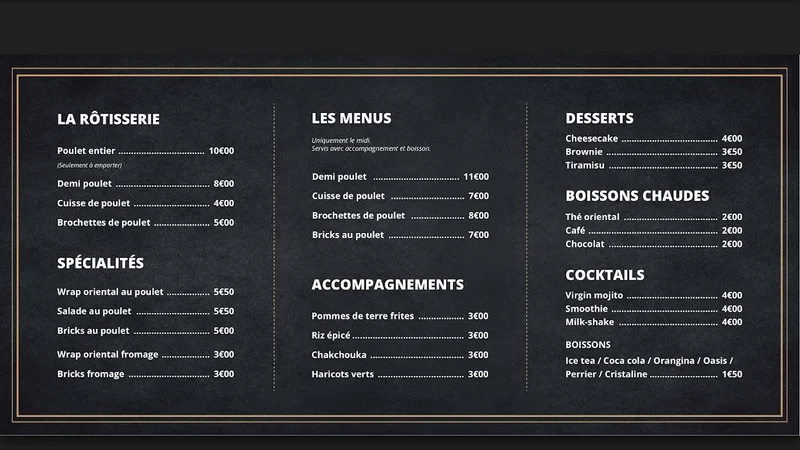 menu 0 of LISA ROAST