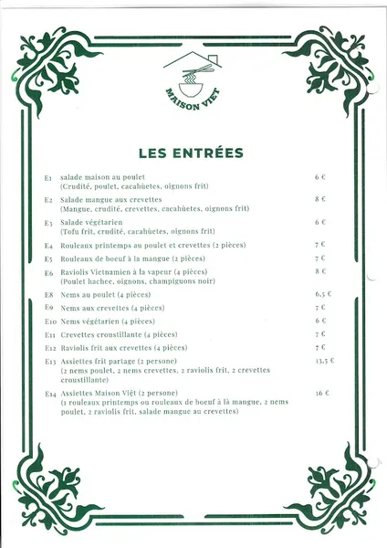 menu 0 of MAISON VIET