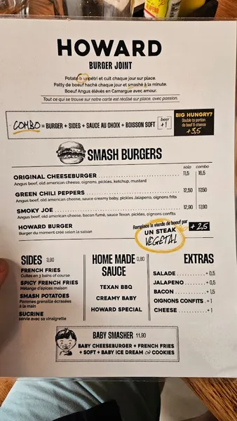 menu 0 of Howard - Original Smash Burger