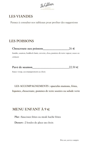 menu 1 of Le Cellier