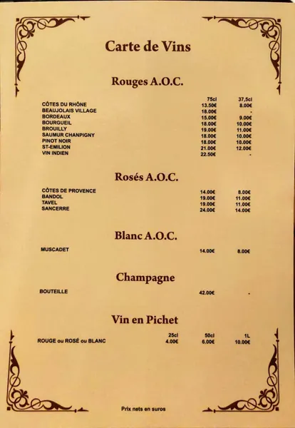 menu 2 of Lakshmi