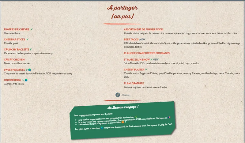 menu 0 of Au Bureau