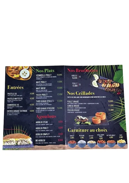 menu 0 of Braisé D'Afrique Gastronomie Africaine