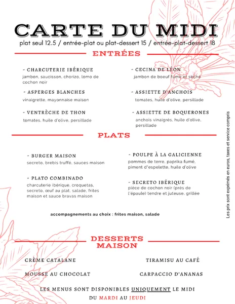 menu 0 of Antojo de Iberico