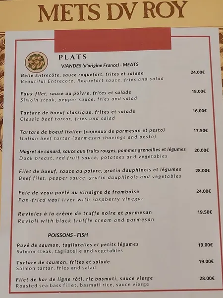 menu 0 of Le Mets du Roy