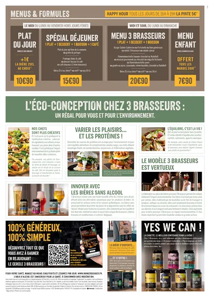 menu 2 of 3 Brasseurs Lille