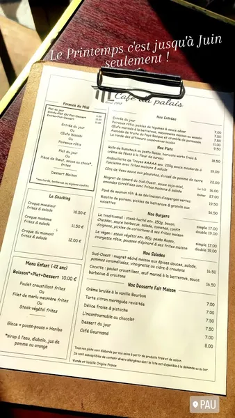 menu 0 of Café du Palais
