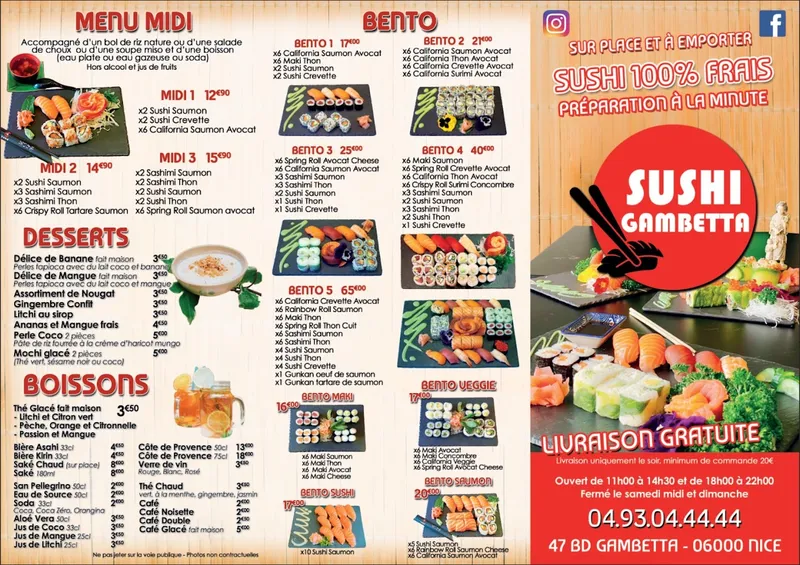 menu 1 of Sushi Gambetta