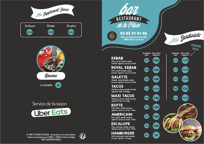 menu 1 of BAR RESTAURANT KEBAB DE LA PLACE