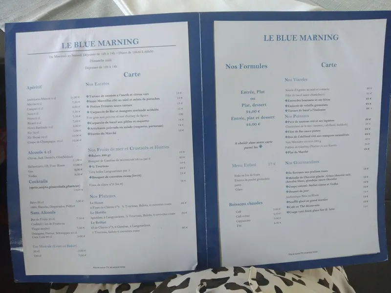 menu 0 of Le Blue-Marning