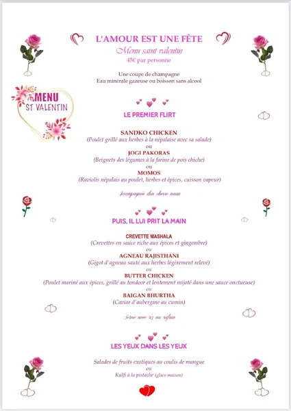 menu 2 of Chez Ram, Restaurant Indien et népalais