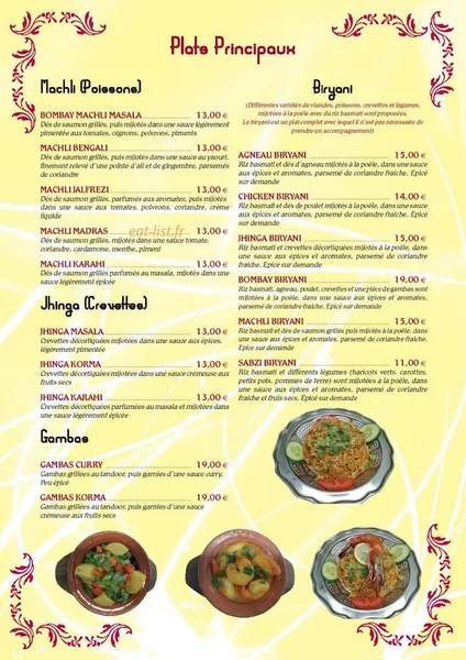 menu 2 of Salam Bombay